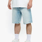 Product code VLBS-VSH2-1004 displayed alongside the light blue wash denim shorts for easy identification