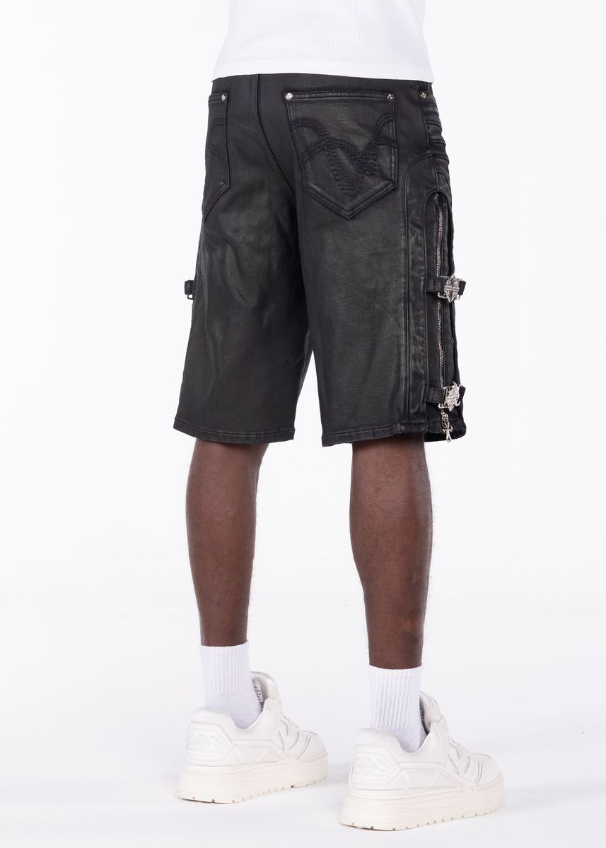Guapi All Black Cross Buckle Shorts