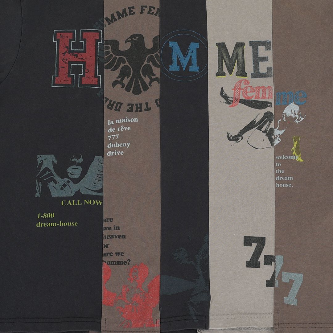 Homme + Femme "Reconstructed Varsity" Tee - Black/Multi