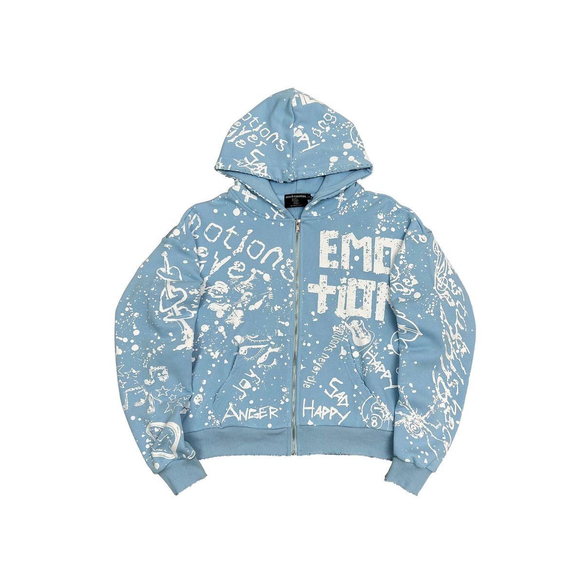 Mixed Emotion "Graffiti" Blue Zip Up Hoodie