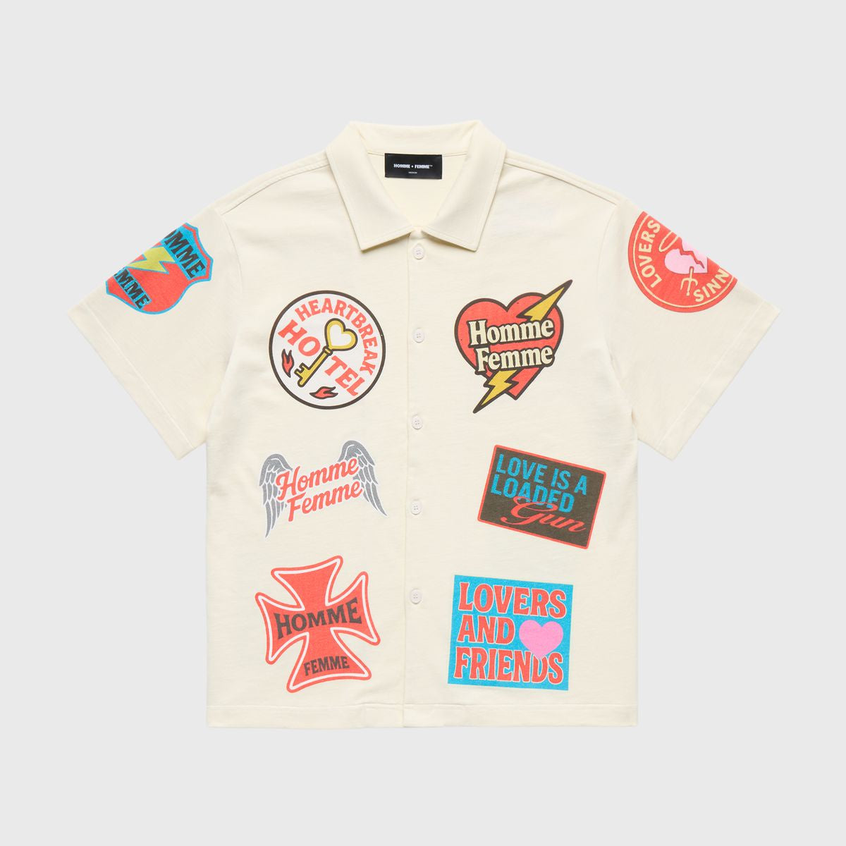 Homme + Femme "Heartbreak Button Down" Cream Button Down