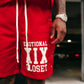 Mixed Emotion "Backyard" Red Nylon Shorts
