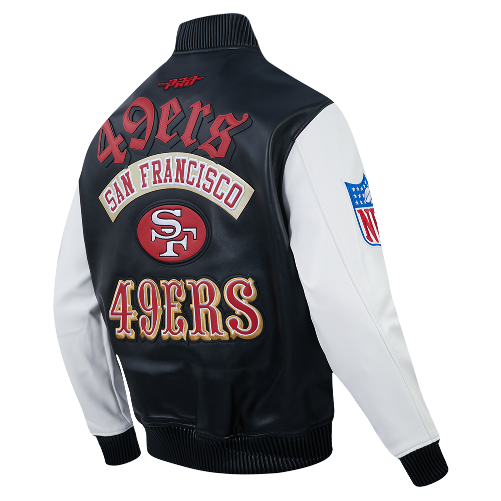 Pro Standard San Francisco 49ers Best Of Leather Varsity Jacket - Black/White (FS46410970-BLW)