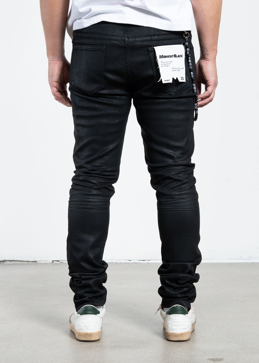 Midnight Black Wax Skinny Jeans (MB-005)