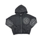 Mixed Emotion "Eclipse" Grey Acid Wash Rhinestone Zip Up Hoodie