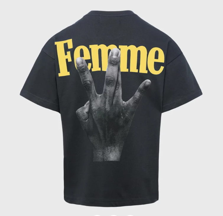 Homme + Femme "Twisted Fingers" Black Tee - Yellow/Yellow