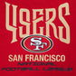 Overall display of the red San Francisco 49ers City Tour 20 T-shirt emphasizing its casual and sporty style