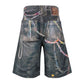 Sandwash finish on heavyweight denim Lucky Blue Shorts with graphic print and relaxed fit