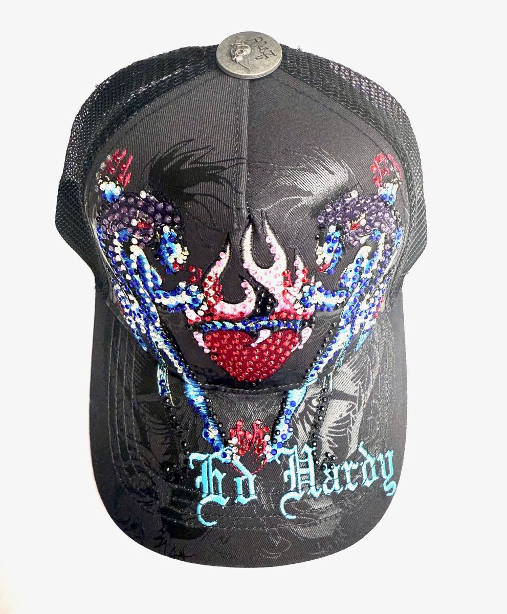 Ed Hardy Panteras Rhinestone Trucker Hat - Dark Grey