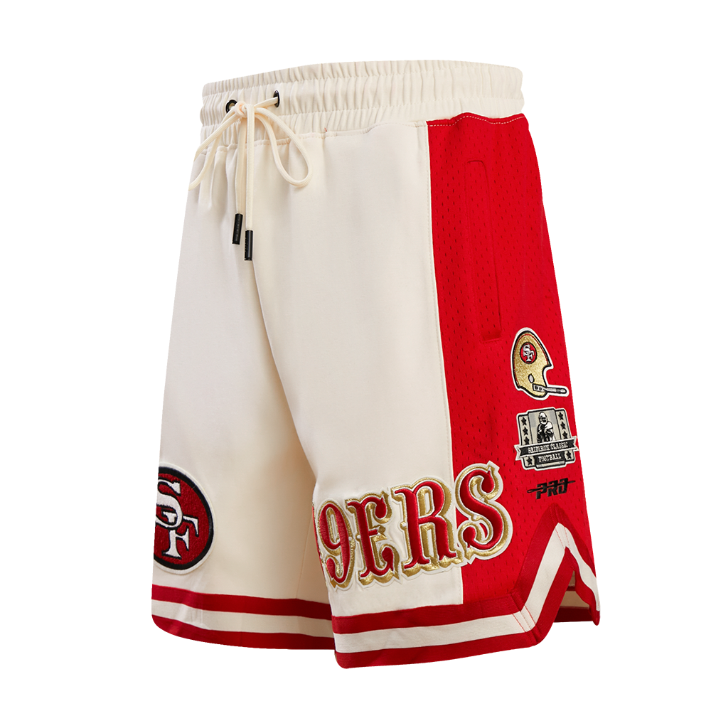 San Francisco 49ers Retro Classic DK 20 Shorts in eggshell and red colorway