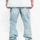 Side profile of Valabasas Mr Straight light blue wash denim jeans demonstrating silhouette