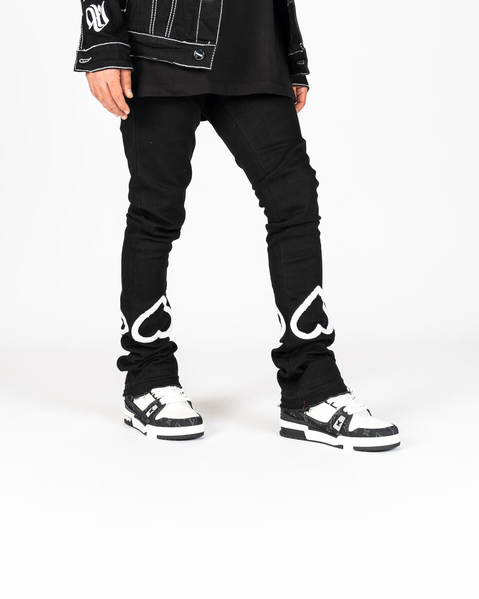 PH-FW23-20 denim with unique flare stack design and jet black color