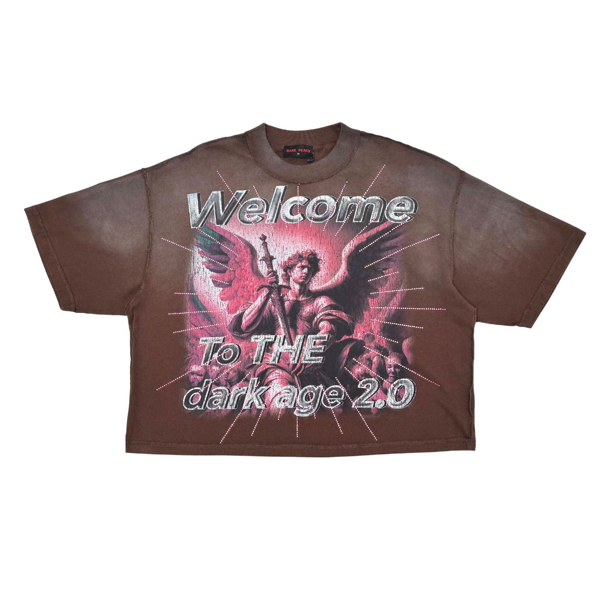 Rare Peace "Dark Age 2.0" All Over Rhinestone Dark Brown Tee