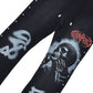 Comfortable black jogger with rhinestone embellishments and RP Skull graphic for a bold, trendy look