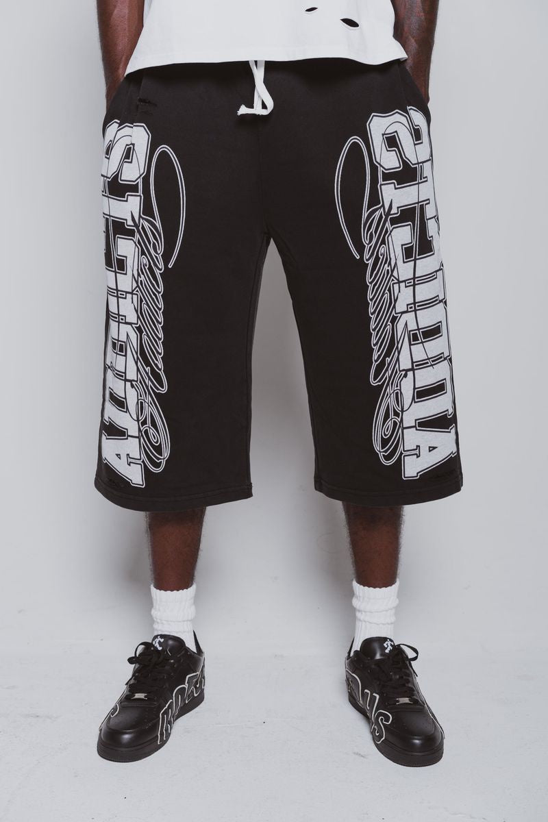 Addicts ATL "Varisty" Black & White 3/4 Shorts