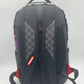 Close-up of the front of the Sprayground Spray Poetry Backpack highlighting detailed artwork and sturdy zippers