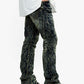 Valabasas blue vintage stacked denim jeans with tire texture detailing