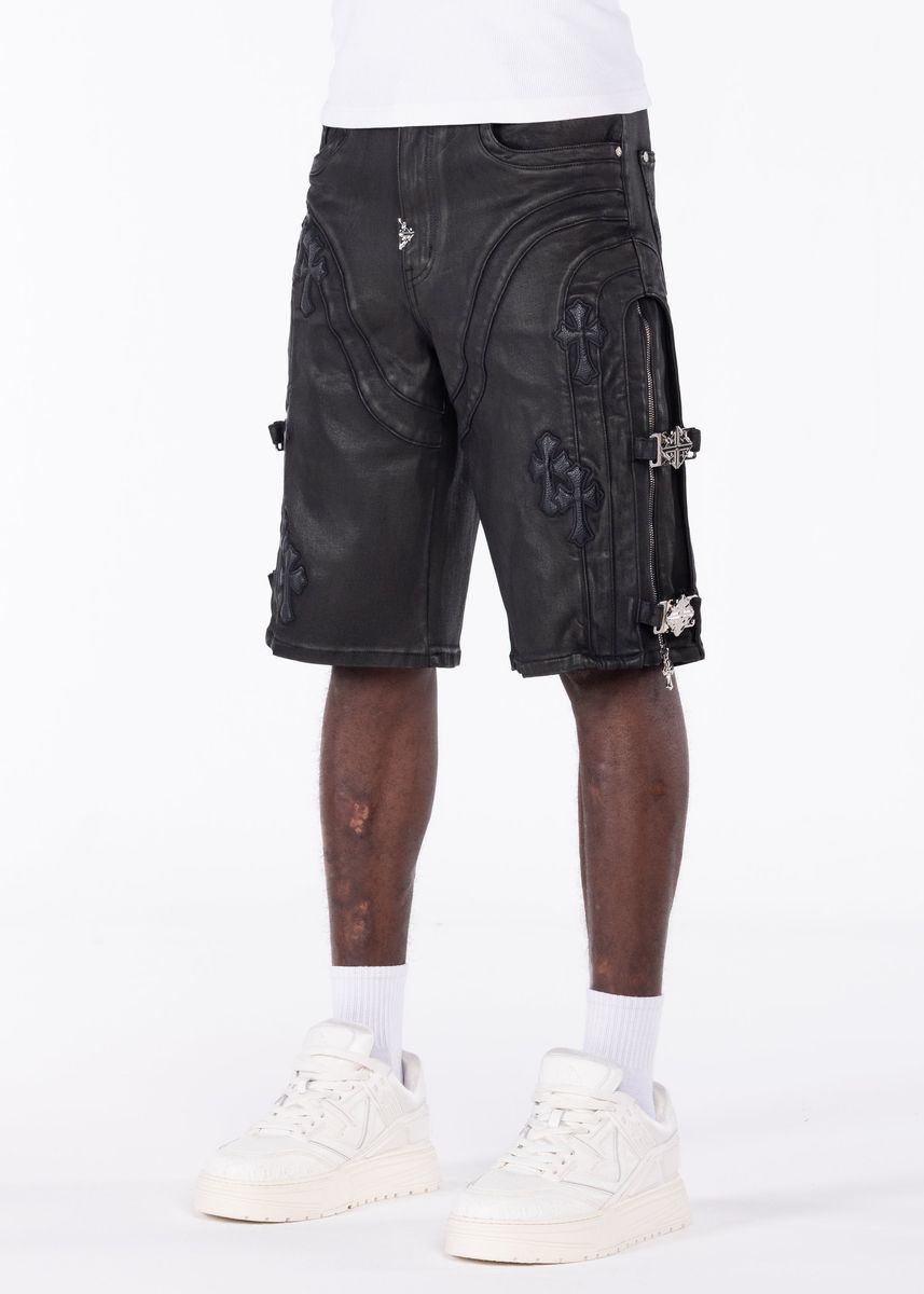 Guapi All Black Cross Buckle Shorts