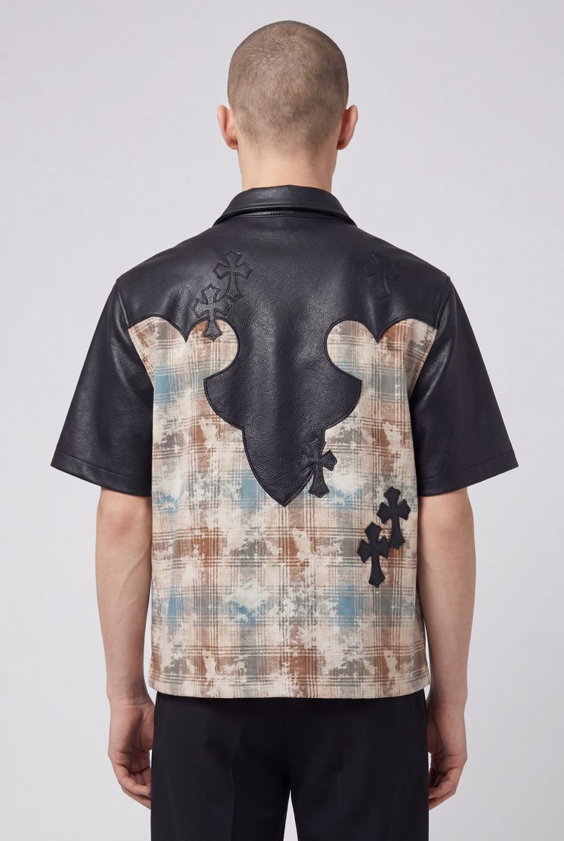Guapi Tan Cross Patch Button Shirt
