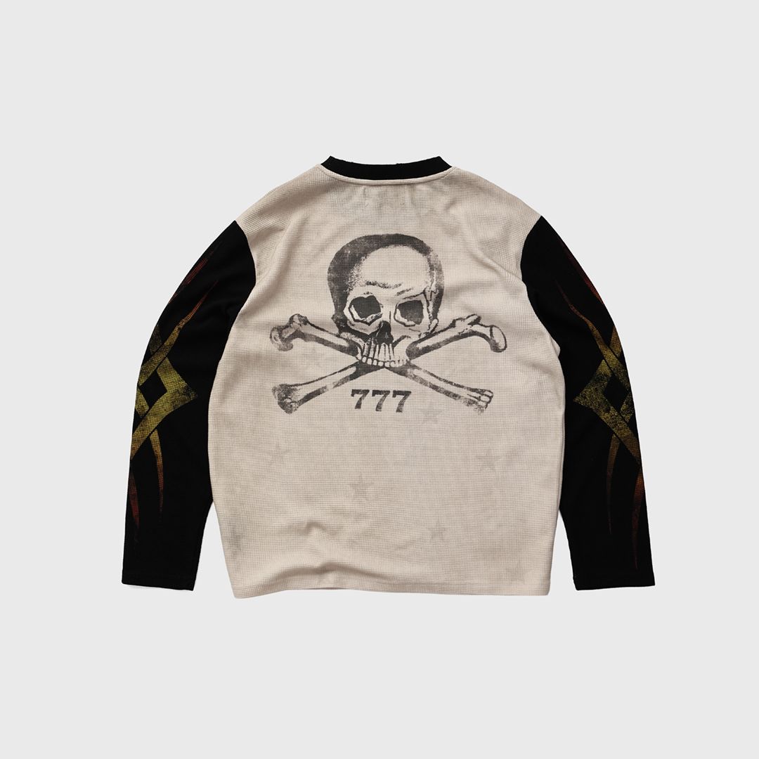 Homme + Femme "777 Maison" Thermal Long Sleeve - White/Black