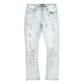 Front view of Makobi Moreli Grey Denim Jeans M1979 featuring classic five-pocket style in grey denim