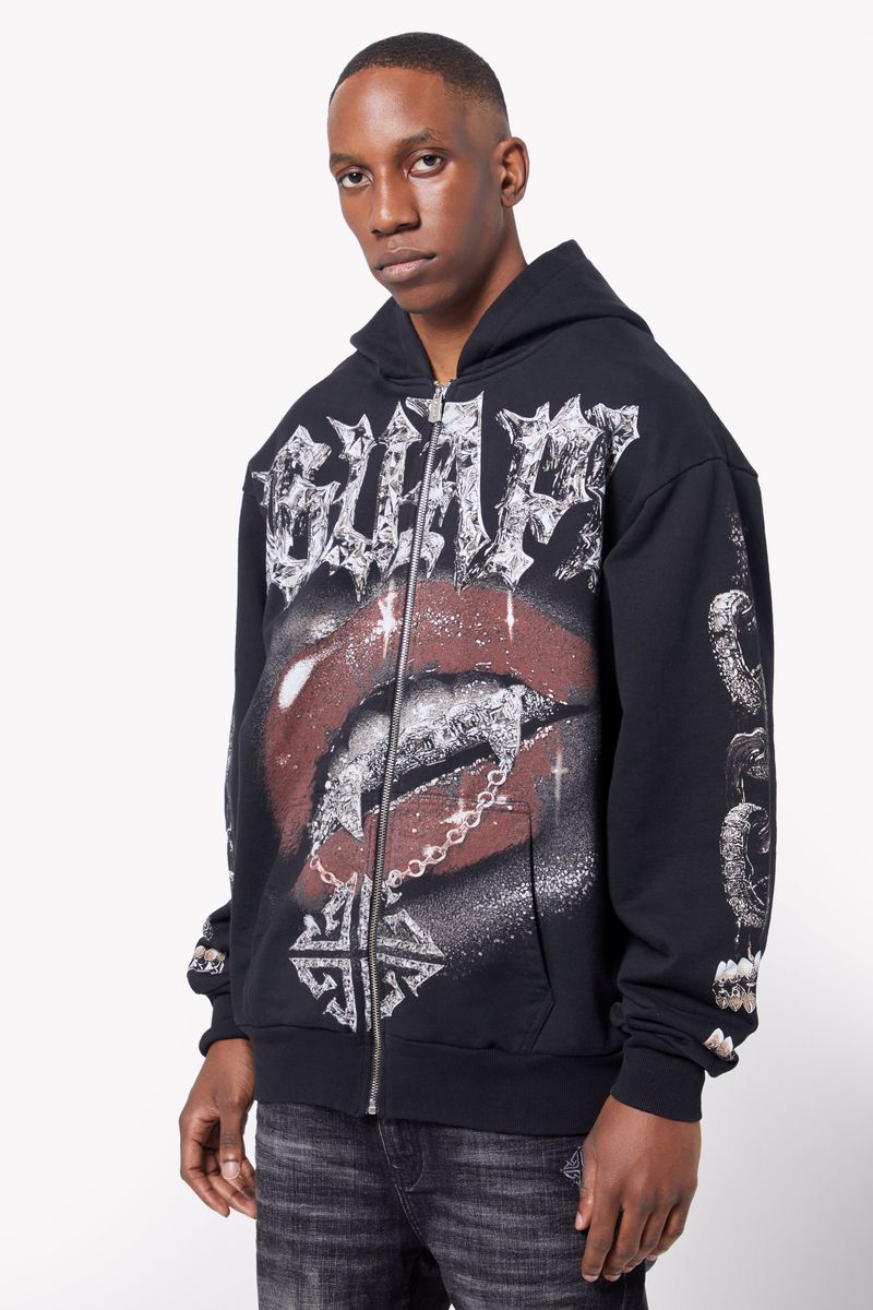 A black hoodie with a chained zip and Guapi logo