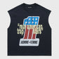 100% cotton Homme + Femme Trap Star Cutoff Black T-shirt with branded graphics on front and back