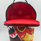 Front view of the Sprayground Diablo Fire Tear Backpack with spacious main compartment and sturdy dimensions of 18 x 115 x 65 inches
