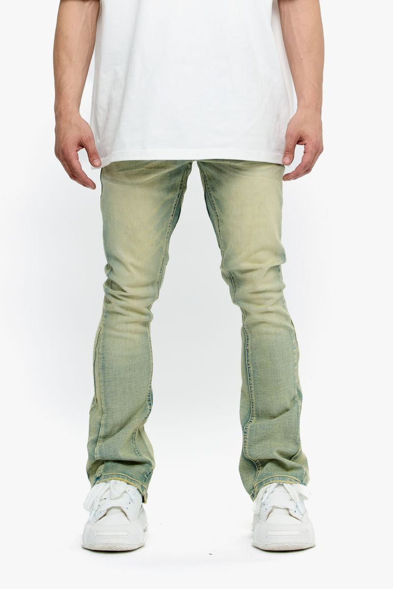 Stylish Valabasas Mr Stacked Vintage Wash Stacked Denim Jeans displaying a classic distressed look