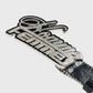 Signature exotic men's and women's black gator belt featuring iridescent stones and a detailed heavyweight buckle