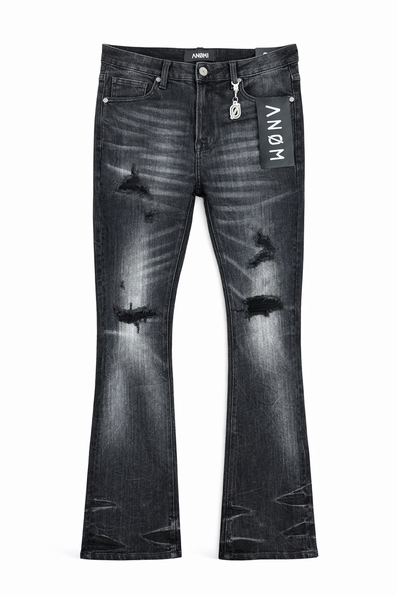 ANOM "Obscura" Black Wash Stacked Denim Jeans