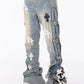 Guapi Vintage Blue Cross Buckle Denim Jeans