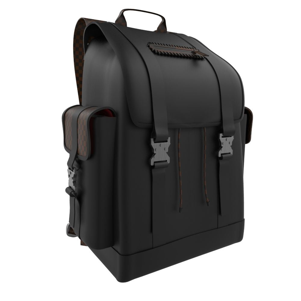 Image of Sprayground Dose Of Check Deux Monte Carlo Backpack with 18x11x7-inch dimensions made from 100% PVC material, featuring a stylish checkered design
