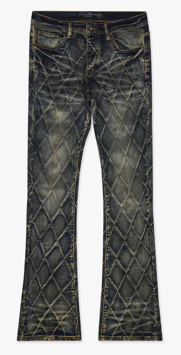 Valabasas Tire Blue Vintage Stacked Denim Jeans - Stylish and comfortable retro-inspired jeans