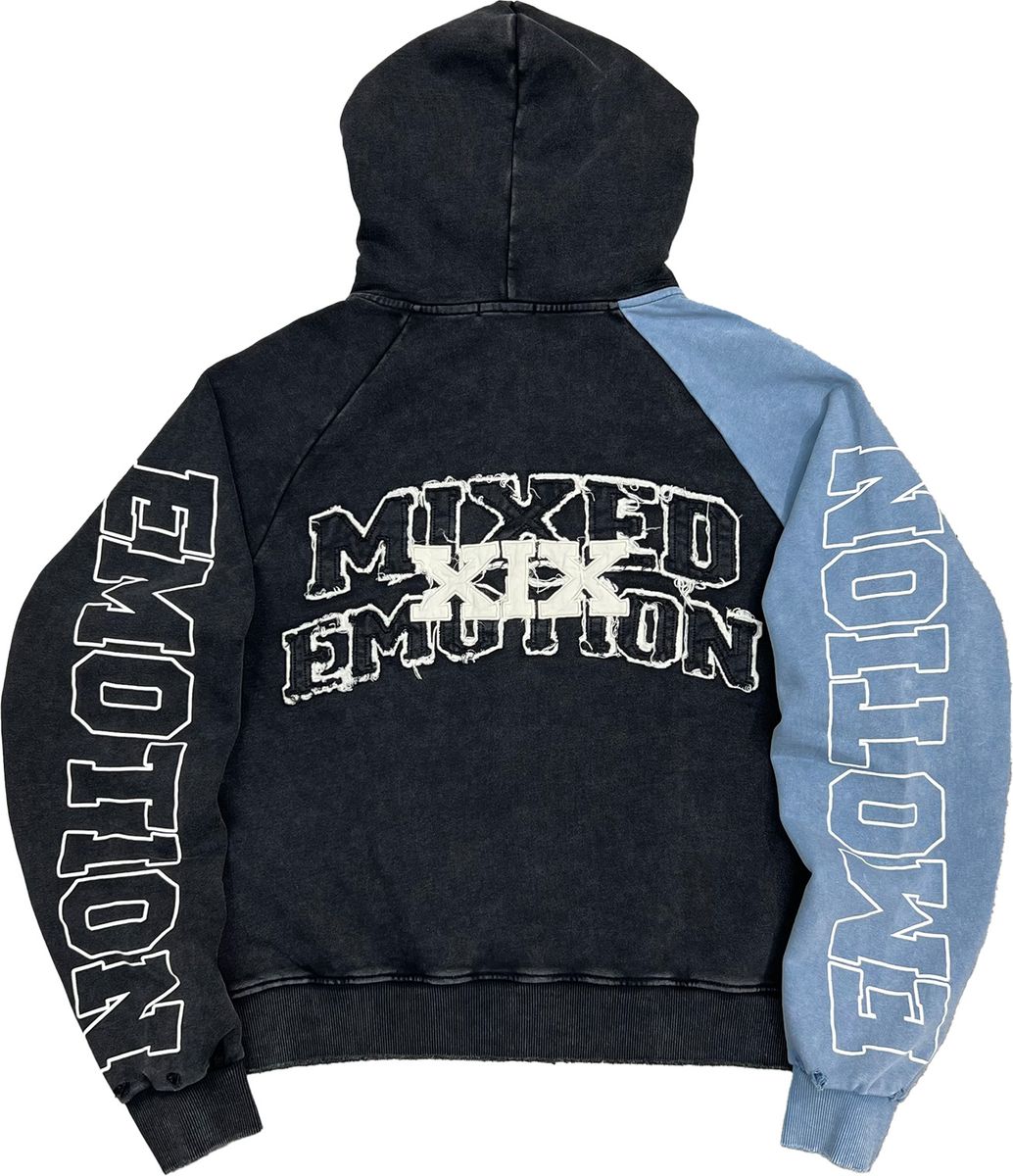 Mixed Emotion "Split Decision" Black/Blue Zip Up Hoodie