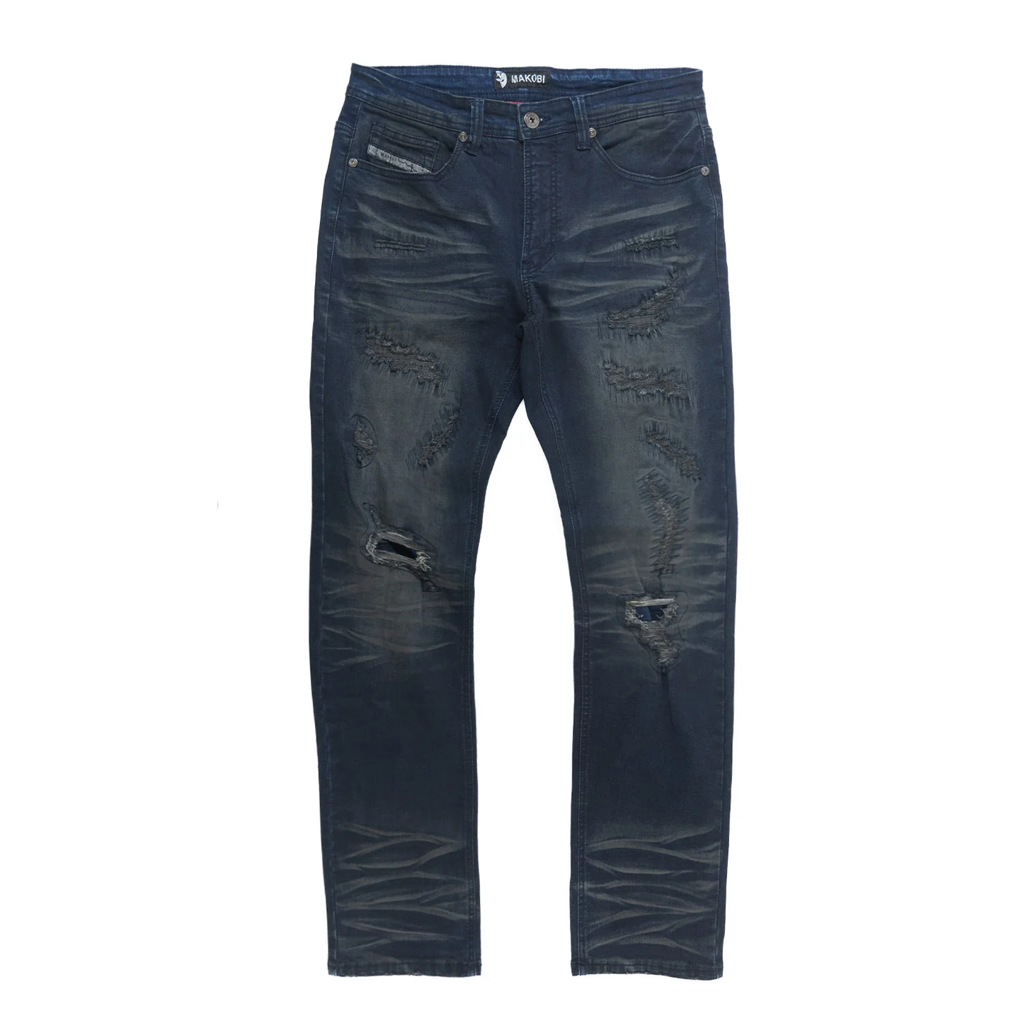 Vintage blue denim jeans from Makobi Romano collection, stylish, durable, and perfect for casual wear