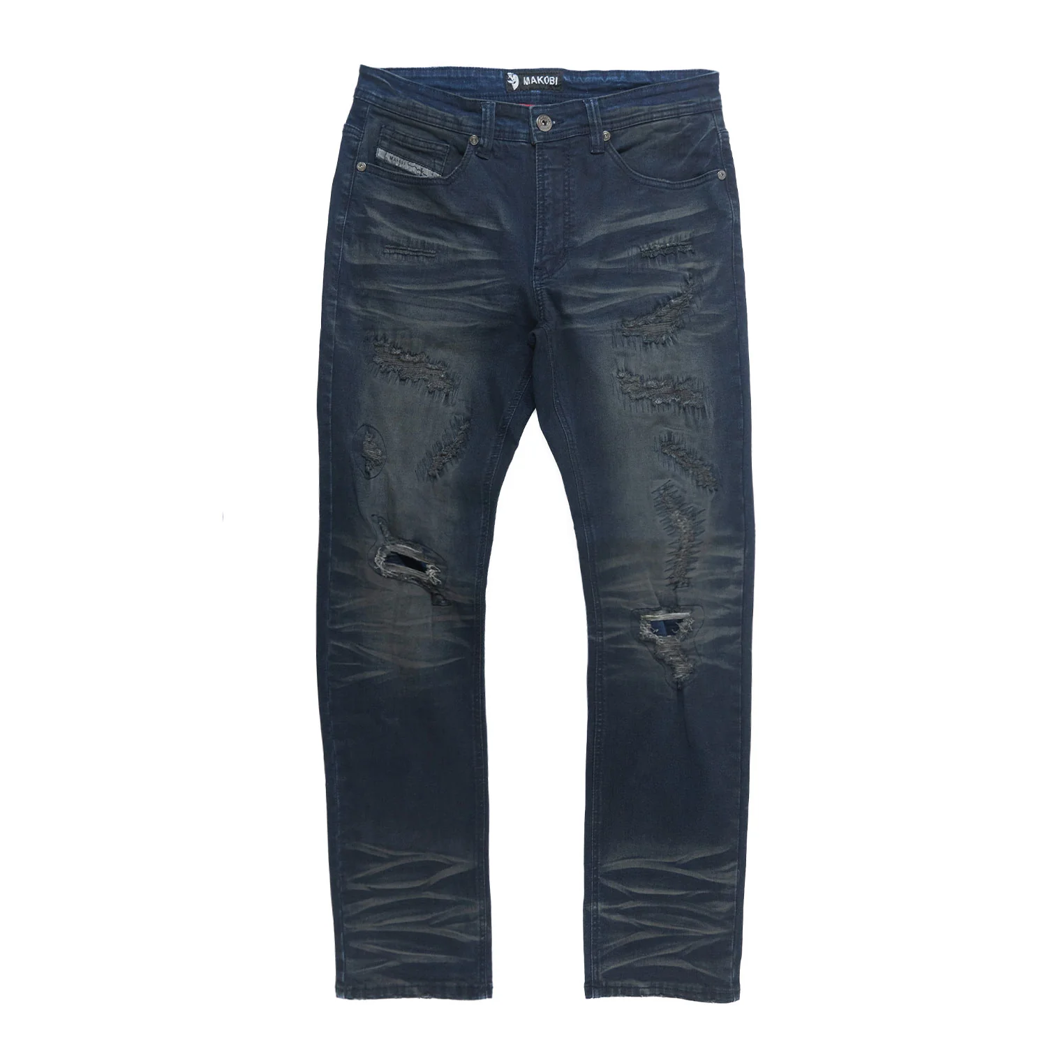 Vintage blue denim jeans from Makobi Romano collection, stylish, durable, and perfect for casual wear