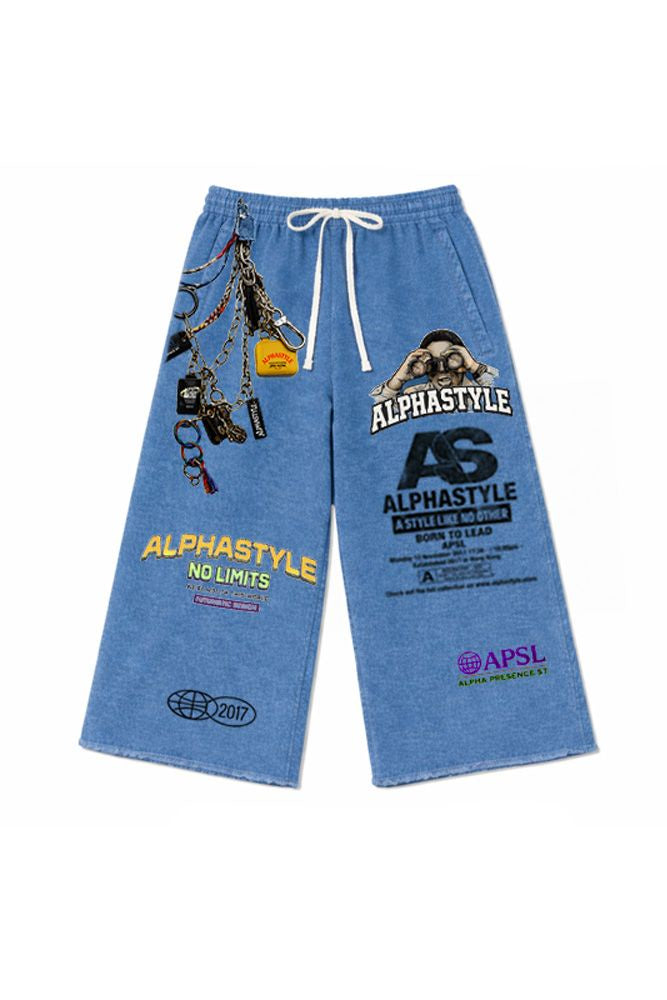 AlphaStyle Morda Long Shorts - Blue
