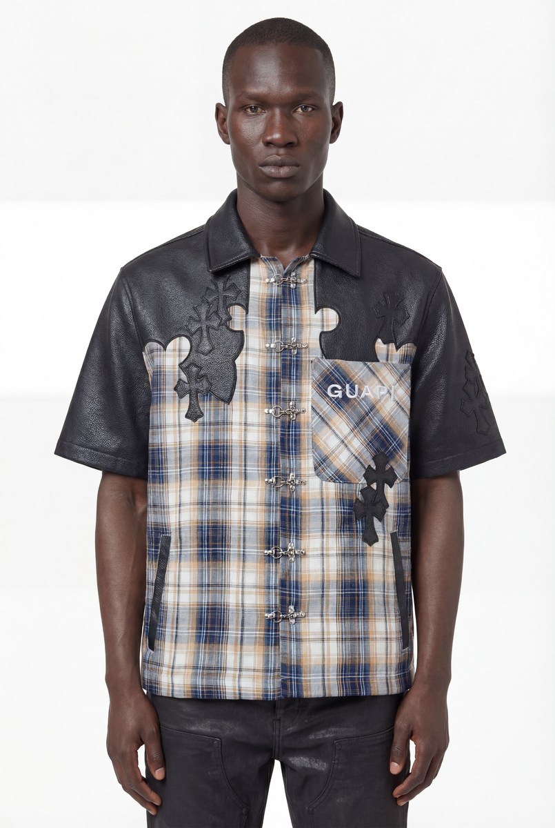 Guapi Plaid Cross Patch Button Shirt