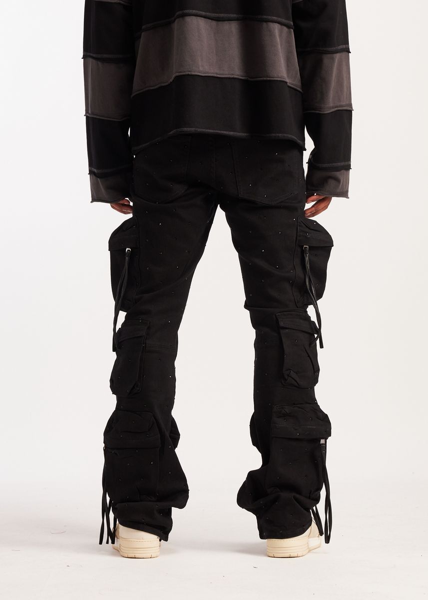 Embellish Icey Black Hawk Cargo Denim Jeans (EMB-S26-26)