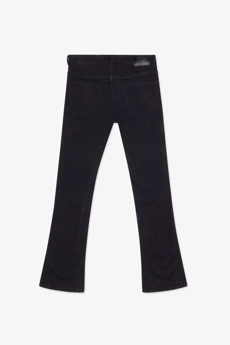 Valabasas Mr Stacked black stacked denim jeans with distressed detailing