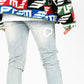 High-quality PHEELINGS Luminous Love Light Blue Flare Stack Denim jeans with durable construction and light blue color