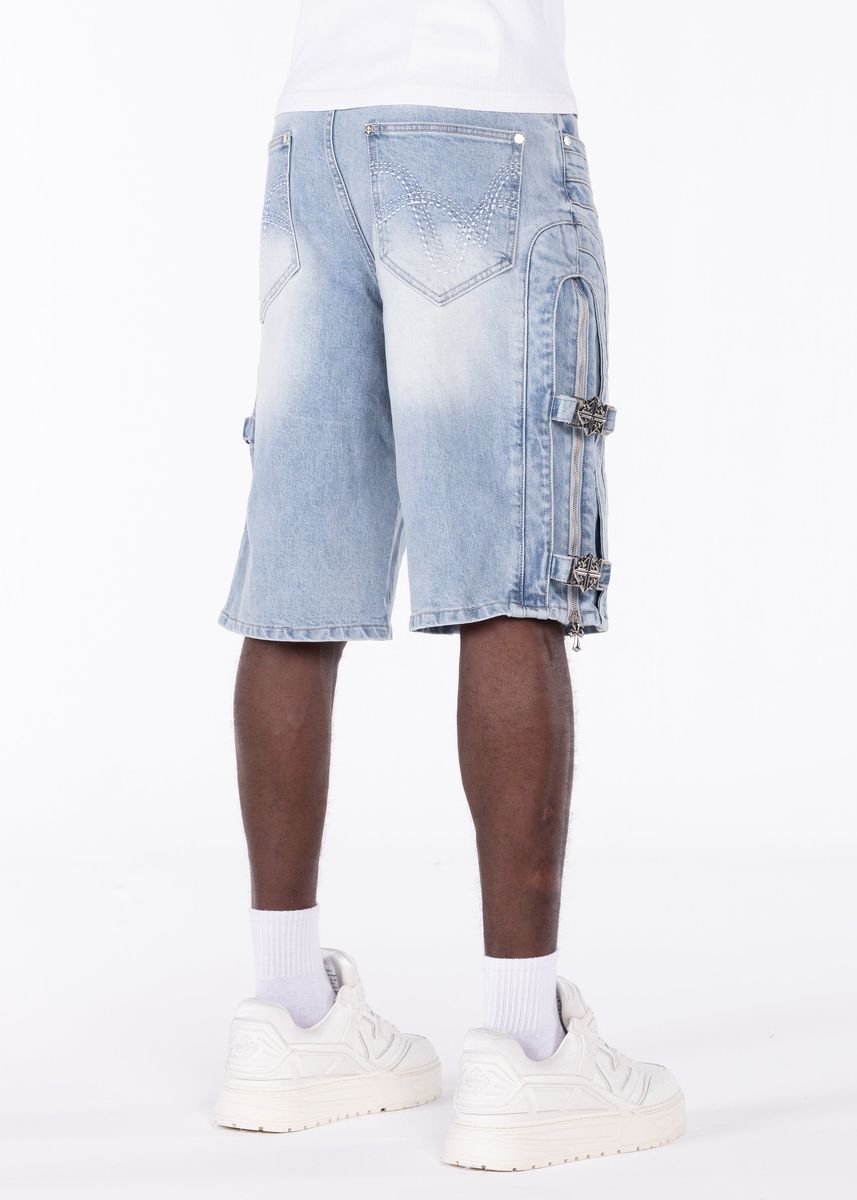 Guapi Aqua Blue Cross Buckle Shorts