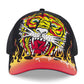 Ed Hardy Embroidered Tiger Flame Trucker Hat - Black