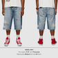 Homme + Femme "Nomad" Studded Denim Shorts - Blue