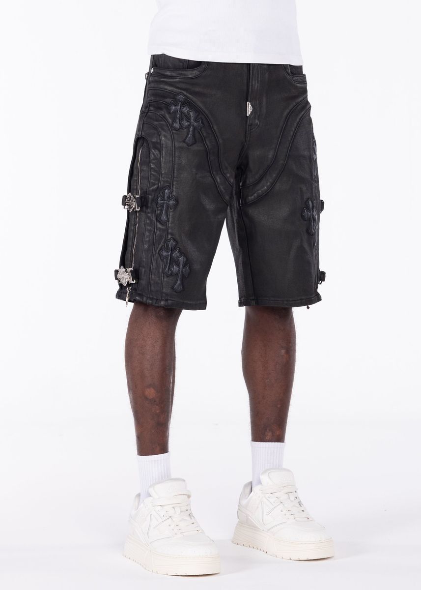Guapi All Black Cross Buckle Shorts