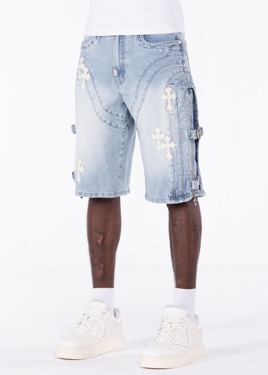 Guapi Aqua Blue Cross Buckle Shorts