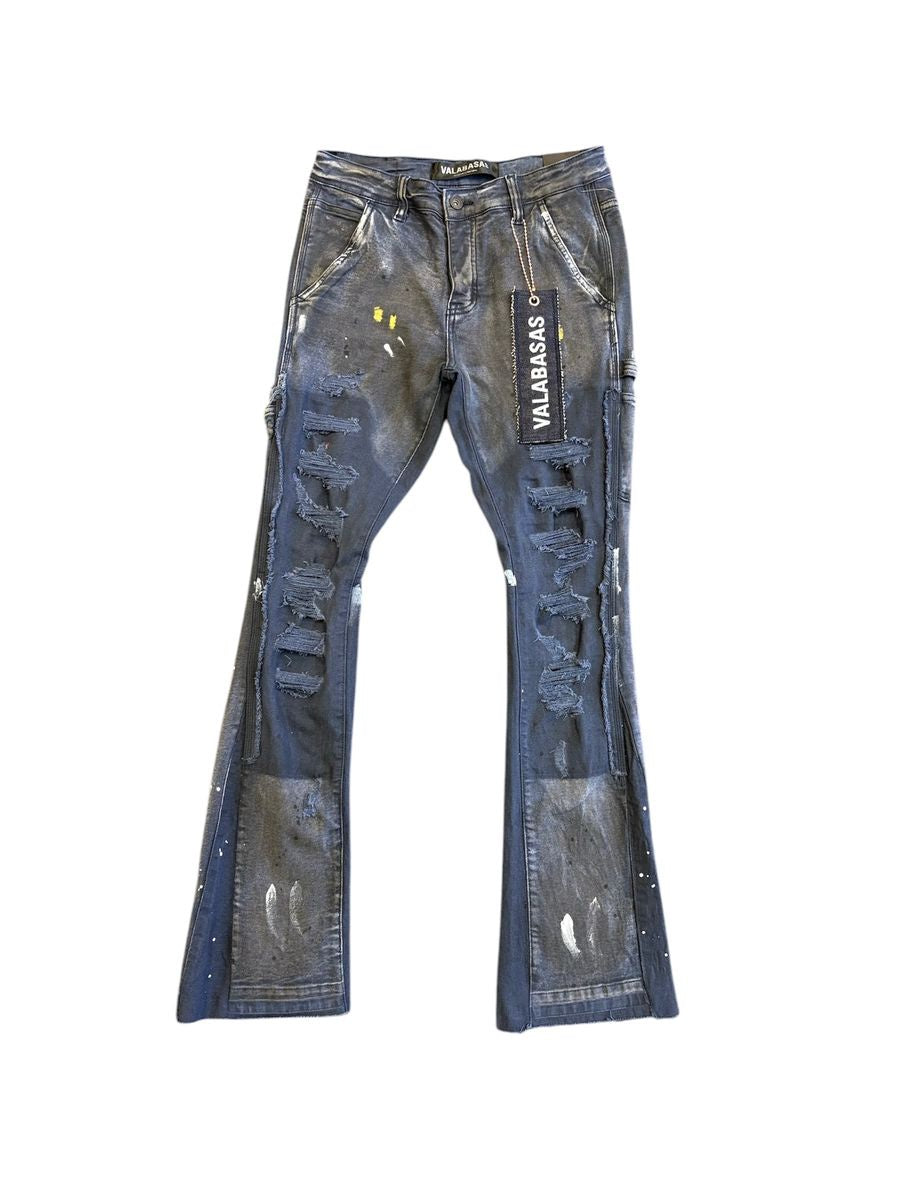 Dark blue stacked denim jeans from Valabasas featuring a stylish Stellar Night design and the product code VLBSST017