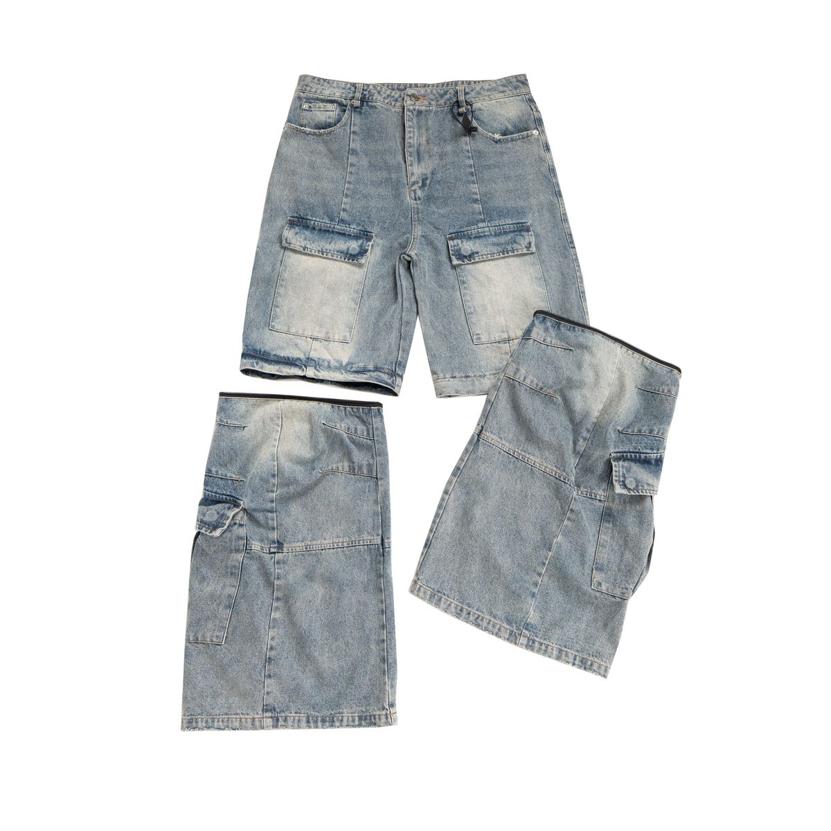 Undeveloped Azul Convert Cargo Blue Denim Jeans
