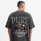 A black oversized cotton T-shirt with PURE Knockout Fight design, weight 350 grams